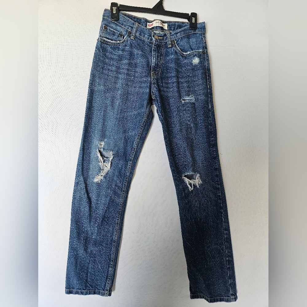 Levi's Women's Distressed Blue Straight Jeans